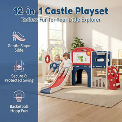Toddler Playsets Slide for Backyard Indoor 12-In-1 | Swing Set Outdoor Freestand