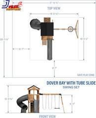 Wood Swing Set with Spiral Tube Slide Wave Slide Clubhouse Outdoor Playset