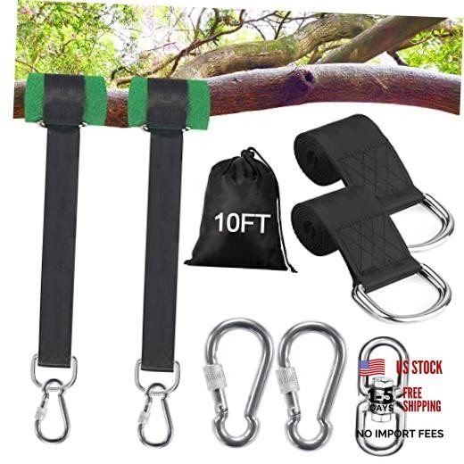 Safe Tree Swing Hanging Straps Kit, 3FT//15FT/20FT, Heavy Duty Holds 10FT black