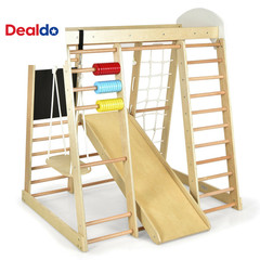 8-In-1 Wooden Climber Play Set with Slide and Swing for Kids