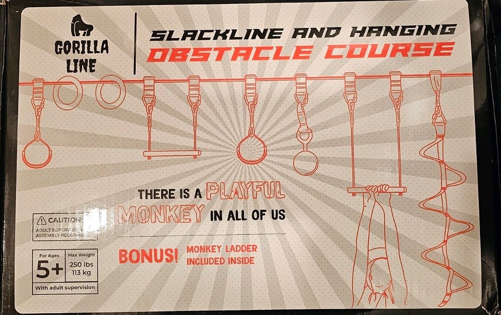 Gorilla Line – Slackline & Hanging Obstacle Course Ninja Kids Ladder
