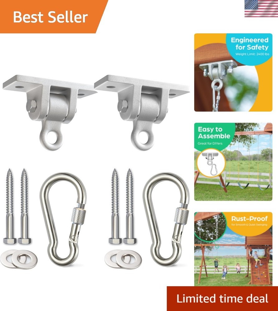 Swing Set Hangers – 2 Heavy Duty Metal Brackets with Locking Hooks for Outdoors