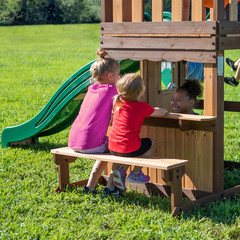 Residential Wood Playset with 2 Swings and Slide Included