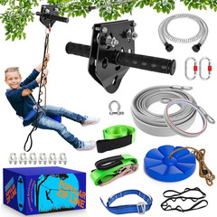 Zip Line Kit for Kids and Adults Outdoor: up to 500Lbs -200FT | Quick Tighten Zi