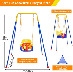 FUNLIO 2 in 1 Swing Set for Toddler & Baby Jumper, Heavy Duty Kids Swing & Bounc