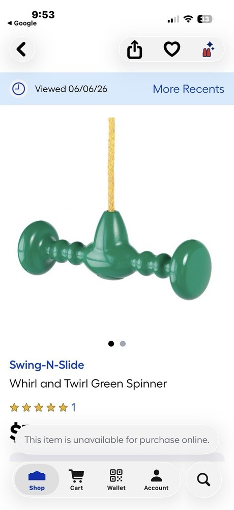 Spinning Bar Twirl and Whirl Overhead Swing and Hang for Swing N Slide Playset