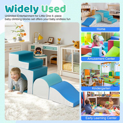 Foam Climbing Blocks for Toddlers: with a Tunnel – 4 PCS Foam Blocks – Kids Indo
