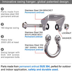 Stainless Steel Heavy Duty Swing Hanger Ceiling Mount 1600 LB Capacity Swing Har