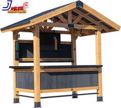 Palisade 9′ X 6′ Cedar Wood Outdoor Bar Set with Galvanized Steel Roof Bar Top