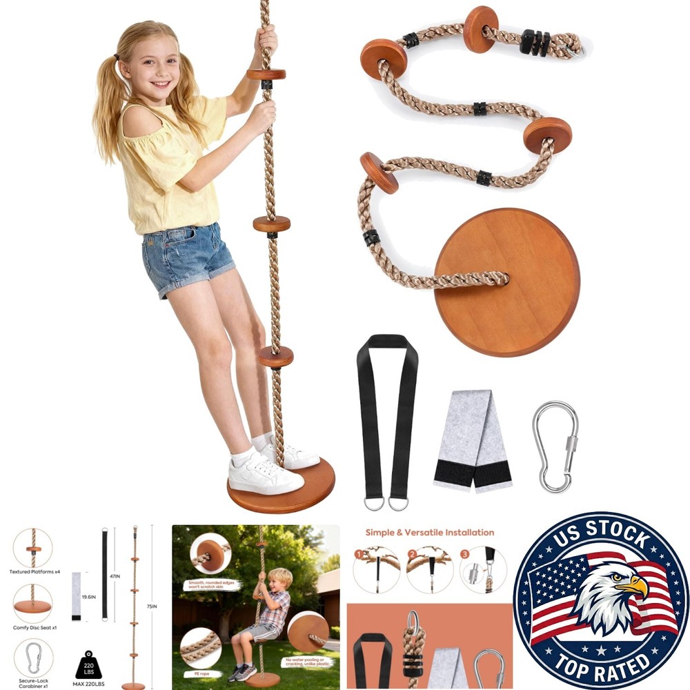All-Wood Acacia 2-in-1 Swing Set with Adjustable Height – Up to 50 kg Capacity