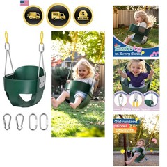 High Back Full Bucket,Toddler Swing with Coated Chains & Triangle Dip Pinch P…
