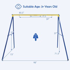 Heavy-Duty Metal Swing 660 LBS Frame Extra Large Swing Stand for Kids and Adults