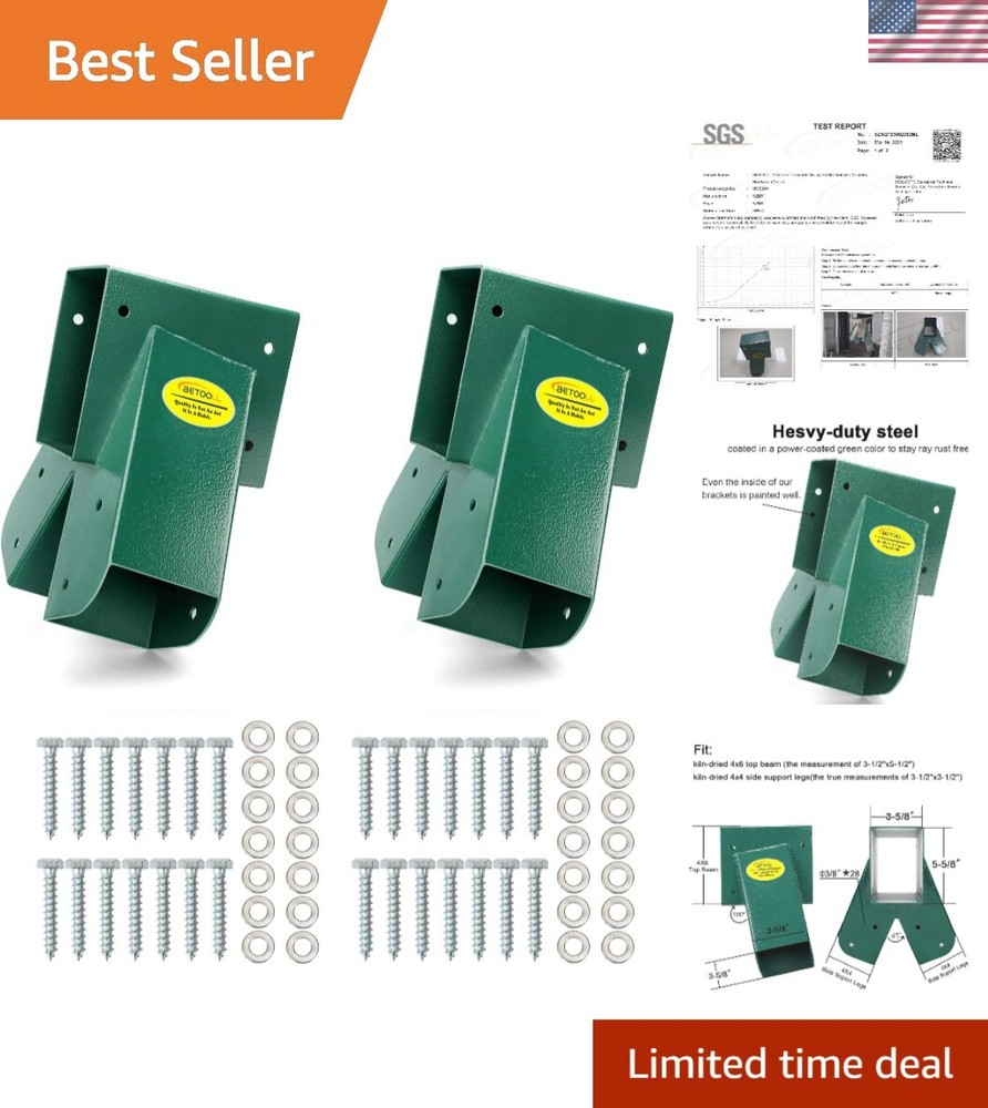 Rust-Free Green Swing Set Bracket Set – 2 Heavy Steel Brackets Included