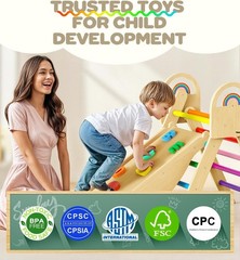 9-in-1 Montessori Climbing Toy for Toddlers, Foldable Wooden Indoor Jungle Gym