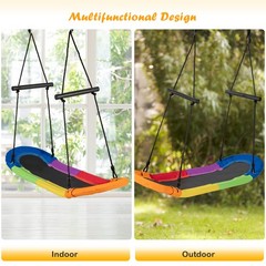 Saucer Tree Swing Surf Kids Outdoor Adjustable Oval Platform w/ Handle Colorful