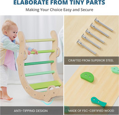 Pikler Triangle Set, Toddler Wooden Climbing Toys Indoor 7in1 Foldable