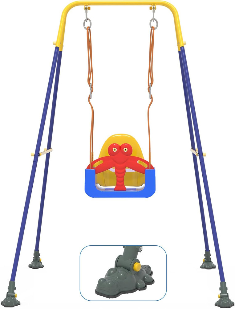 3-in-1 Toddler Swing Set with Safety Belt & Anti-Slip Base – Indoor/Outdoor Use