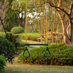 Outdoor Playground Gym Heavy Duty Kids Fun Hanging Trapeze Bar, Green Steel
