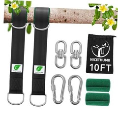 Tree Swing Hanging Straps Kit 10FT, Heavy Duty Safer Lock 10FT – 2P Black