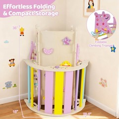 Triangle Set, Wooden Montessori Climbing Set w/Arch Ramp Climbing Rope & Ladder