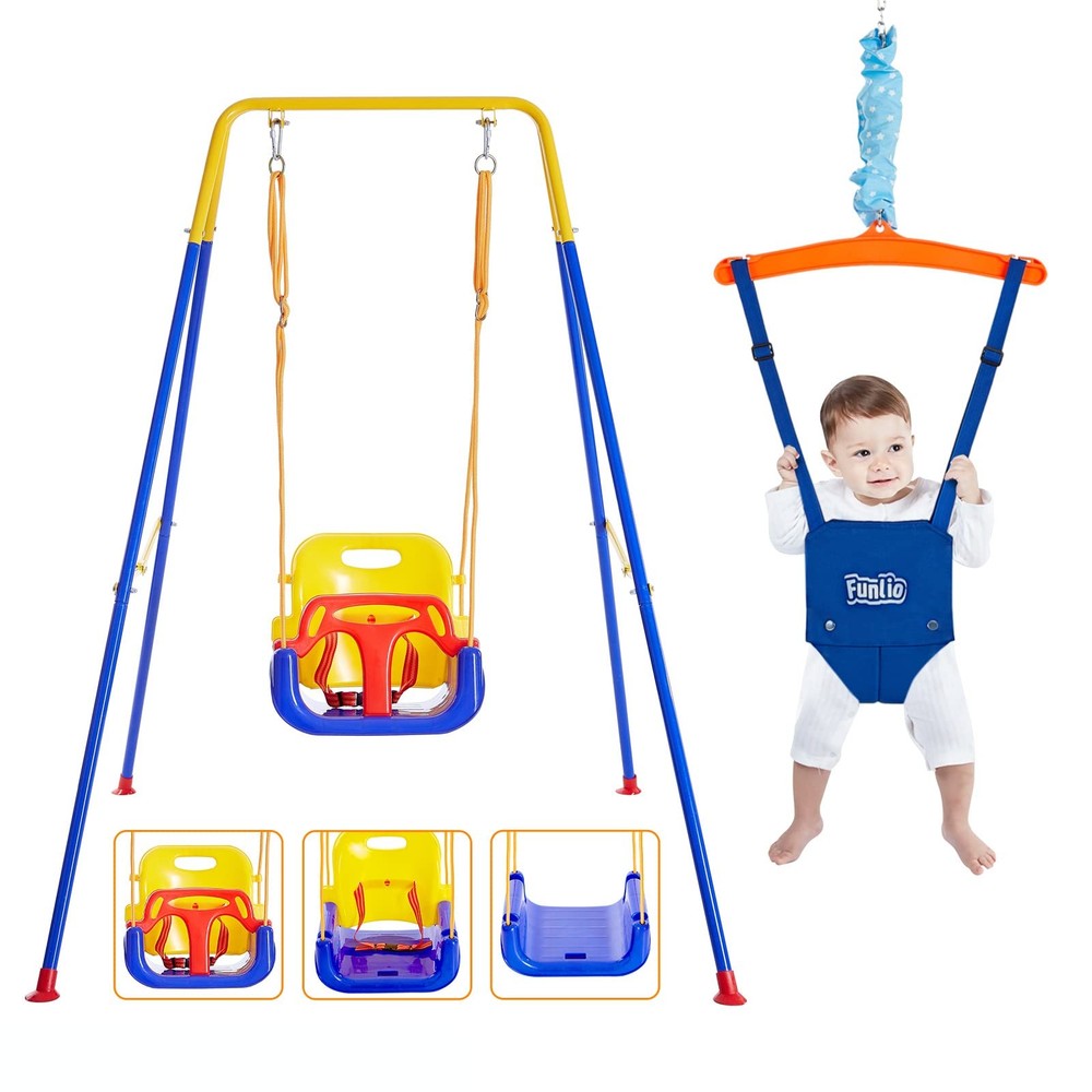2 in 1 Swing Set for Toddler & Baby Jumper, Heavy Duty Kids Swing & Bouncer w…