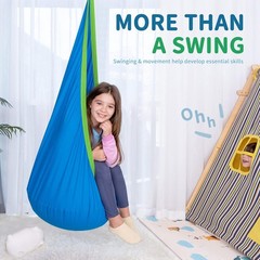 Comfortable Kids Sensory Swing – Adjustable Blue Cotton Hammock for Relaxation