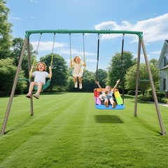 660lbs Heavy Duty Swing Set with 1 Platform Swing, 2 Belt Swings Metal Swing Set