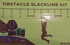 Flybold Obstacle Slackline Kit (40 ft) Ninja Warrior kit w Adjustable Obstacles