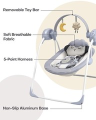 Baby Swing for Infants 0-9 Months 6-20 Lbs, Portable 5-Speed with Music – Easy