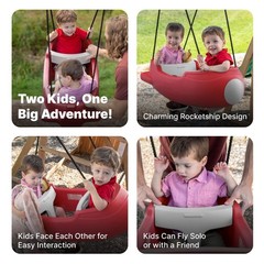 Step2 Rocket Swing for Two, Baby Outdoor Swing, Outside Maroon