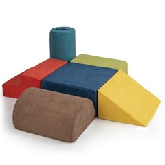 6 Pcs Toddler Climbing Blocks w/ Handles Chenille Fabric Cover Corner Play Gym