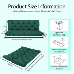 Porch Swing Cushions 60X40 Inch, 5″ Extra Thick Waterproof Outdoor Swing Seat Cu