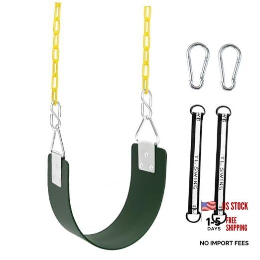 Swing Set Seat with Metal Triangle Ring & 66Inch Anti-Rust Chains, Swing Green