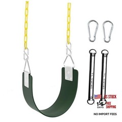Swing Set Seat with Metal Triangle Ring & 66Inch Anti-Rust Chains, Swing Green