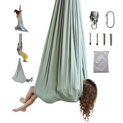 Kids Sensory Swing Indoor & Outdoor with Heavy Duty 360° Swivel Soft Sage