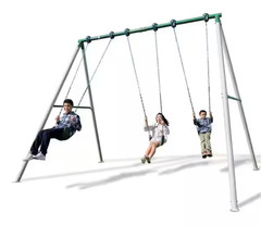 Everest Metal Swing Set Kids outdoor swing set with 3 swing seats for up to 3-ch