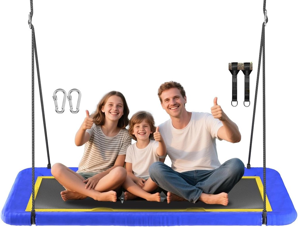 60” Rectangle Platform Tree Swing Kids & Adults Giant Flying Swing