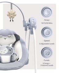 Baby Swing for Infants 0-9 Months 6-20 Lbs, Portable 5-Speed with Music – Easy