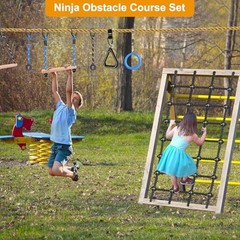 Climbing Cargo Net for Kids Outdoor 30″ x 139″ No-Knot Nylon Black – 30″ X 139″