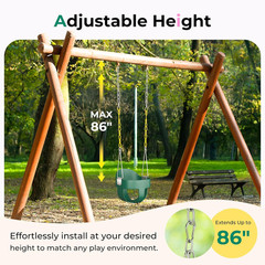 DECORLIFE Toddler Swing, Baby Swing Outdoor –High Back Full Bucket Swing Set, 33