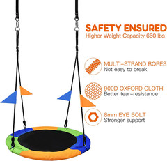 40 Inch Saucer Tree Swing Flying 660Lb Weight Capacity 2 Added Hanging Straps Ad