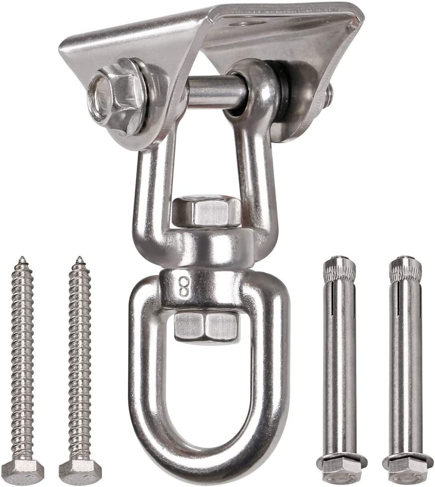 Heavy Duty 360° Swivel Swing Hanger, Stainless Steel Swing Hook for Ceiling Wood