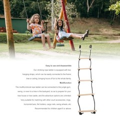 Rope Ladder 5ft 5 Steps 220lbs Bearing Wooden Kids Climbing Rope Ladder with