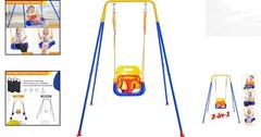 Safe 3-in-1 Toddler Swing Set with 4 Stability Sandbags for Indoor/Outdoor Play