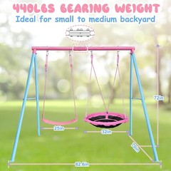 440lbs 2 Play Stations Swing Sets for Backyard, 1 Saucer Tree Swing 32 inch, …