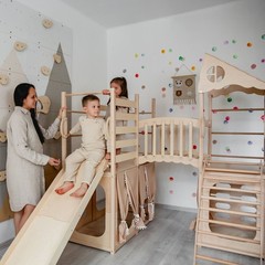 Large Playground Climber Kids Indoor Wooden Playhouse Montessori Climbing Set