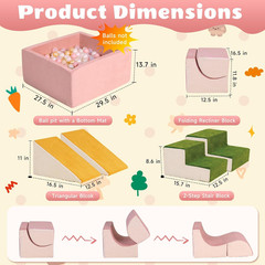 Pink Foam Climbing Blocks Set for Toddlers – Indoor Play Gym 6PCS