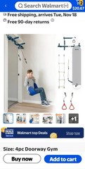 Gorilla Gym Doorway Gym For Kids Swing Ladder Rings Rope W/ Core Unit