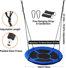 43″ Flying Saucer Swing for Kids Outdoor, Large round Tire Swings for Trees and
