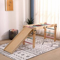 6-In-1 Colorful Kids Modular Wooden Pikler with Ramp/Slide/Wall Climbing-Ideal B